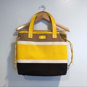 Kate Spade New York Black Yellow White Canvas Tote